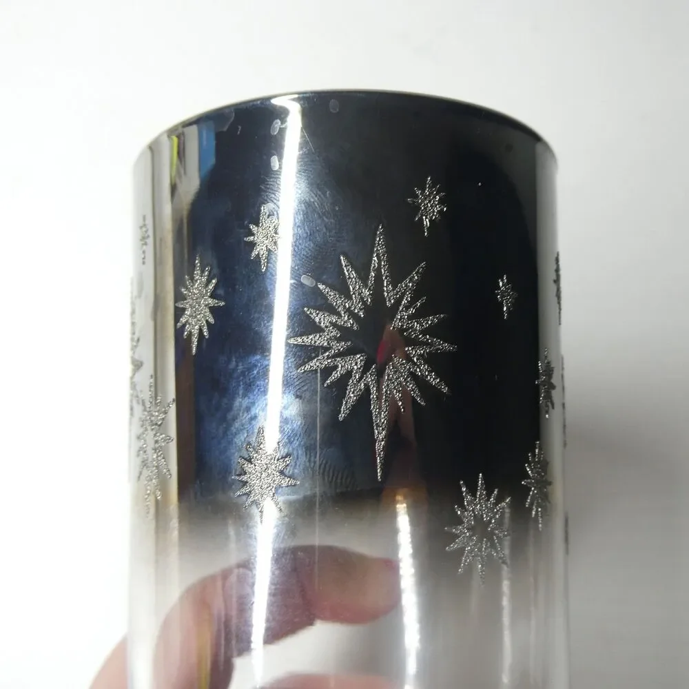 4 Silver Starburst Tumbler Glasses Vitreon Queens 5.5